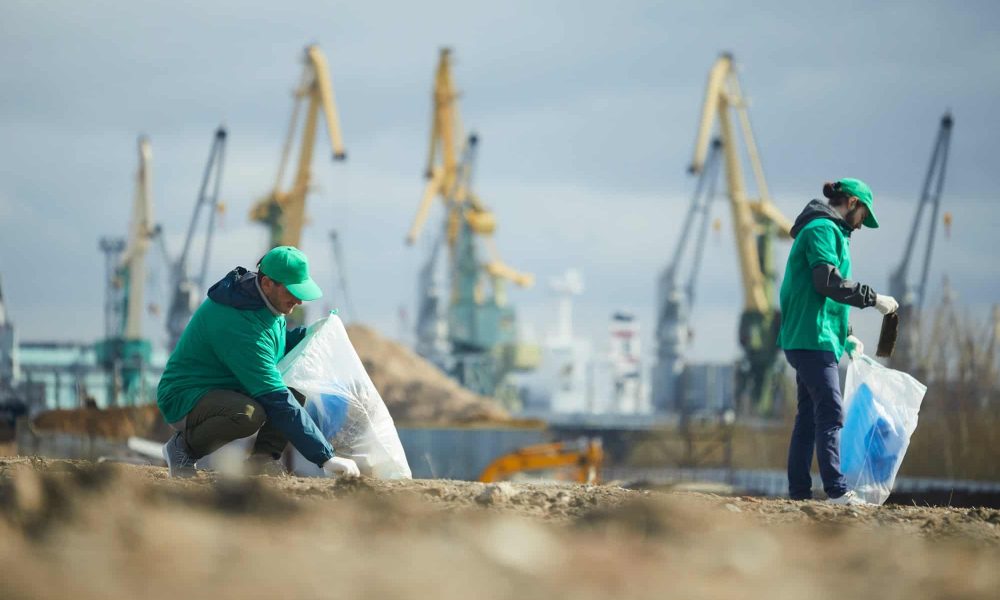 Cleaning construction area